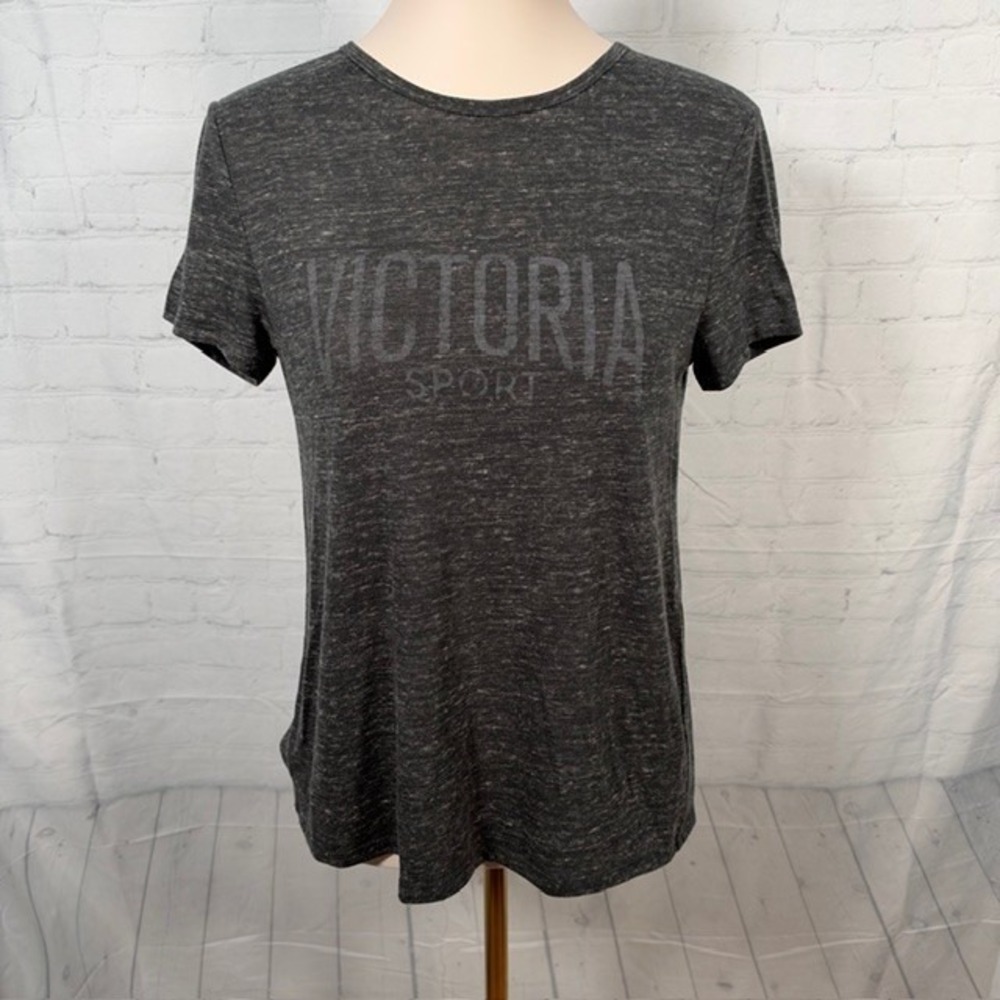 NWOT Victoria's Secret Sport Gray Open Back Tie Tee Workout Top S